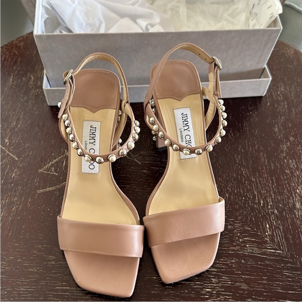 Jimmy Choo Aadra 85 Embellished
Leather Sandals - Picture 3 of 7